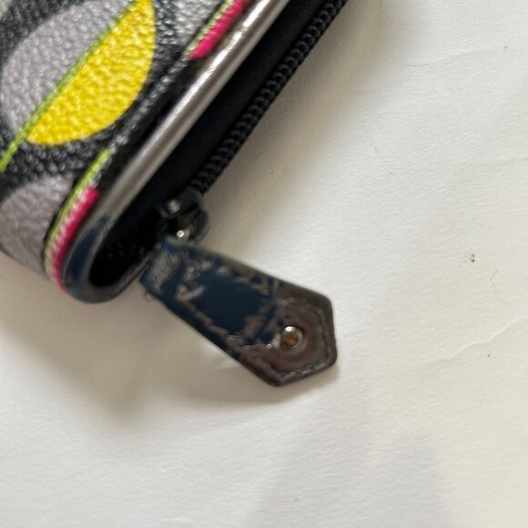 Vera Bradley Accordian Wallet Moon Drops Faux Leather Zip Around Wallet Retired - Picture 3 of 6